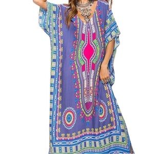 Colorful Maxi Fashion African Dresses Clothes for Women Dashiki Robe one size
